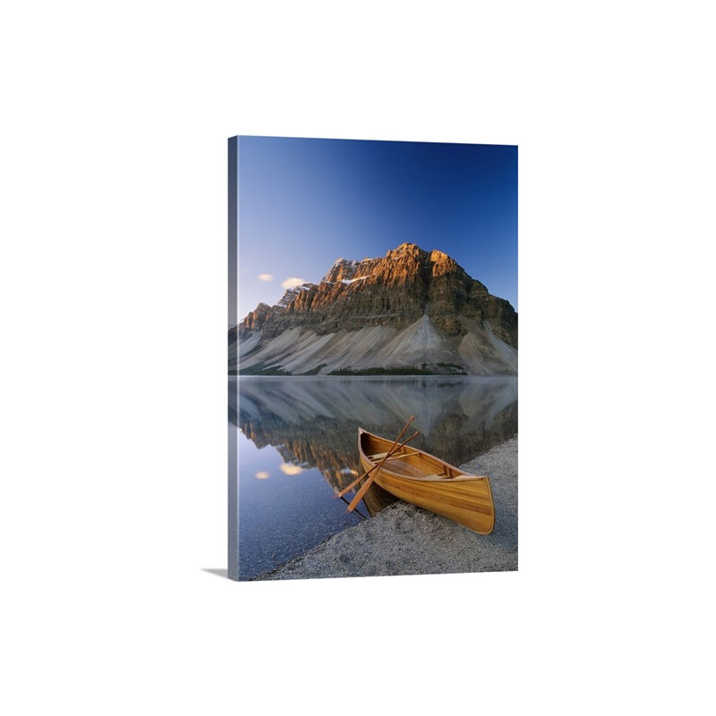 Canoe At The Lakeside Bow Lake Alberta Canada Wall Art - Canvas - Gallery Wrap