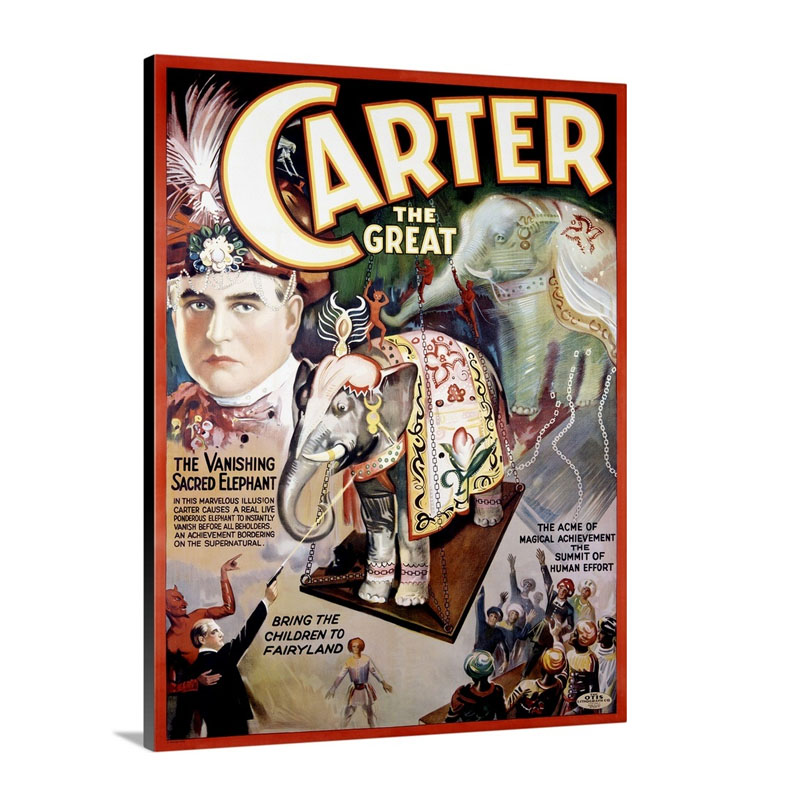 Carter The Great The Vanishing Sacred Elephant Vintage Poster Wall Art - Canvas - Gallery Wrap