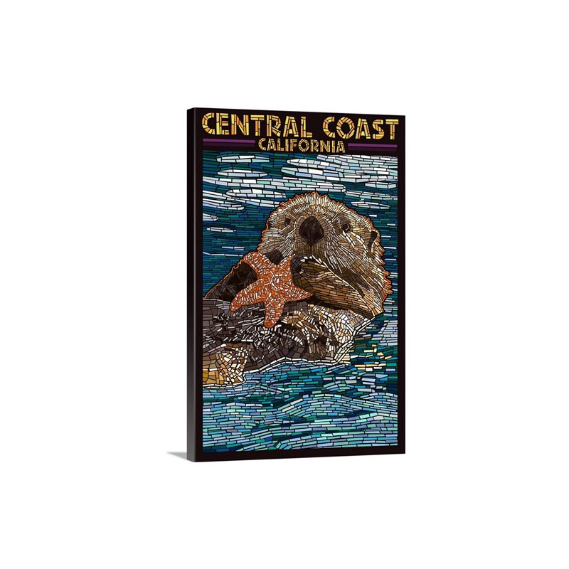 Central Coast California Sea Otter Mosaic Wall Art - Canvas - Gallery Wrap