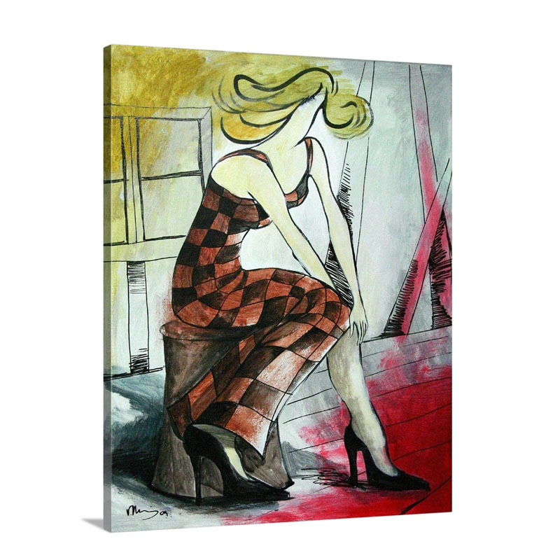 Checkered Woman Wall Art - Canvas - Gallery Wrap
