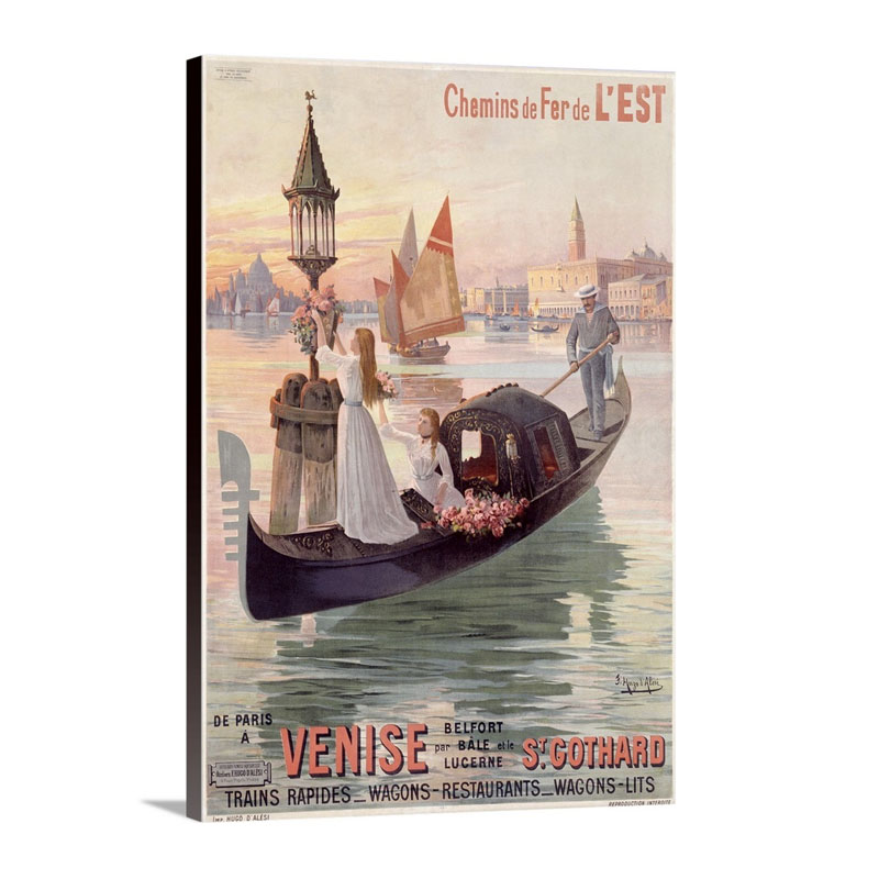 Chemins De Fer De LEst Venise Vintage Poster By Hugo DAlesi Wall Art - Canvas - Gallery Wrap