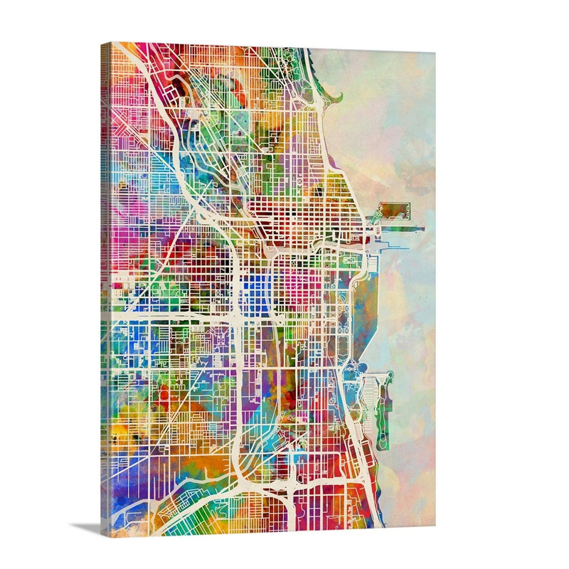 Chicago City Street Map Wall Art - Canvas - Gallery Wrap