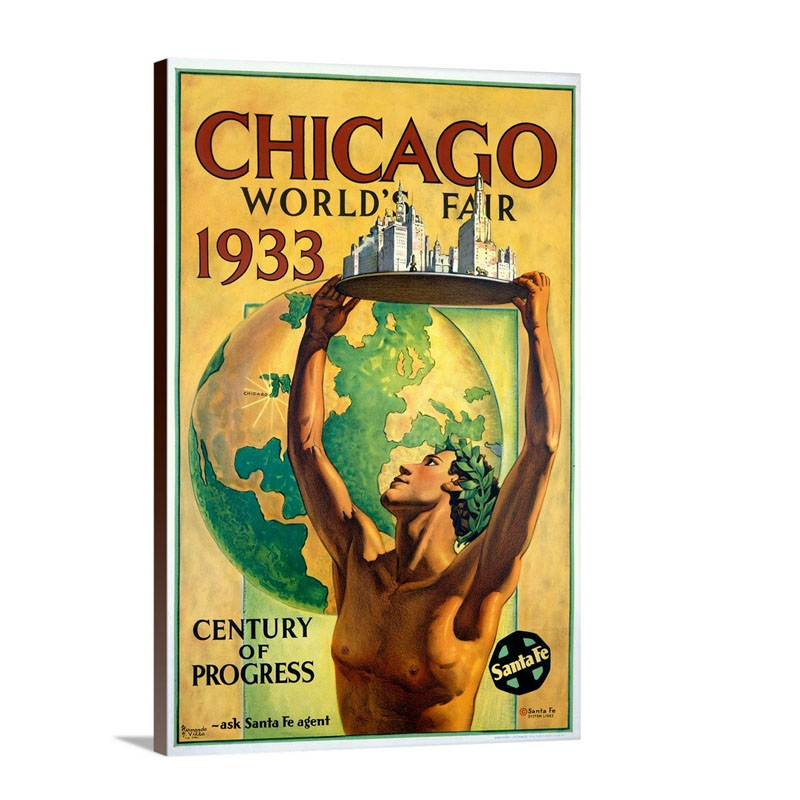 Chicago Worlds Fair 1933 Vintage Poster By Hernando Villa Wall Art - Canvas - Gallery Wrap