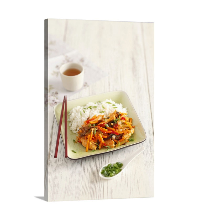 Chicken With Vegetables And Rice Wall Art - Canvas - Gallery Wrap