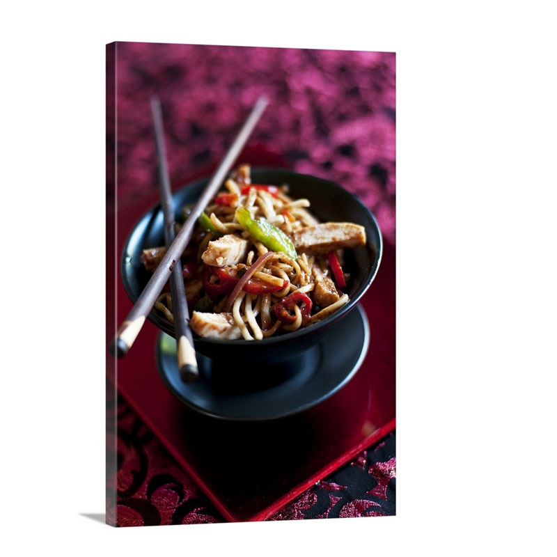 Chow Mein Fried Noodles With Chicken And Vegetables China Wall Art - Canvas - Gallery Wrap