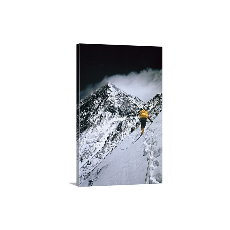 Climbers 25000 Feet Up Push On Toward The Summit Of Mount Everest Wall Art - Canvas - Gallery Wrap