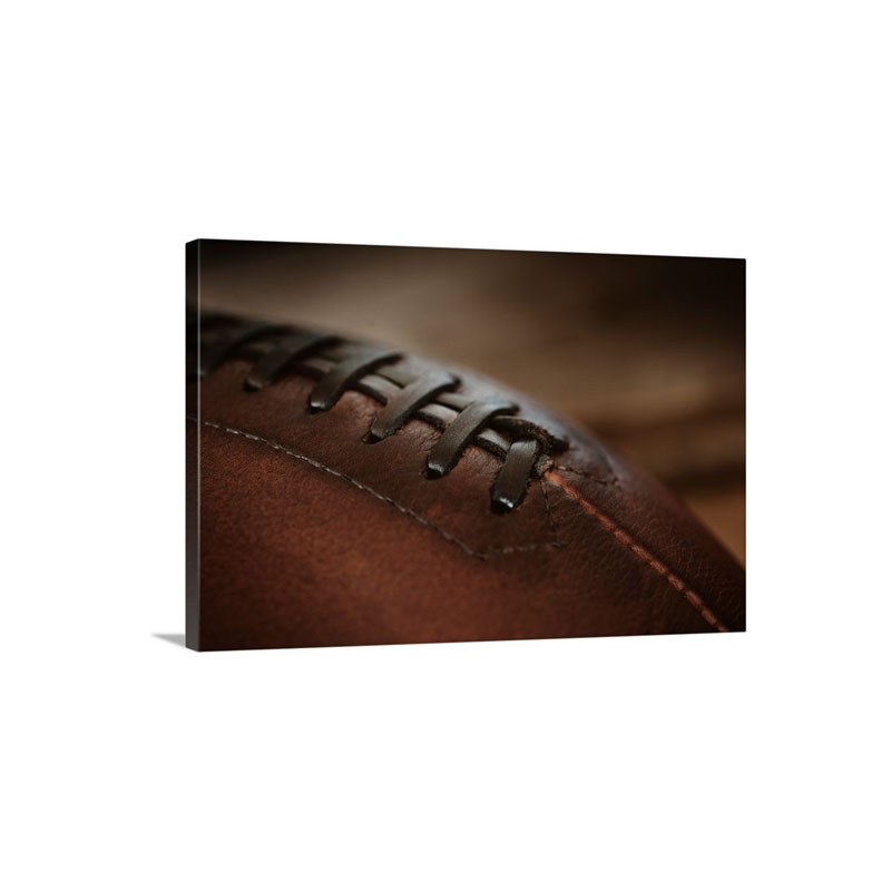 Close Up Of American Football Ball Wall Art - Canvas - Gallery Wrap