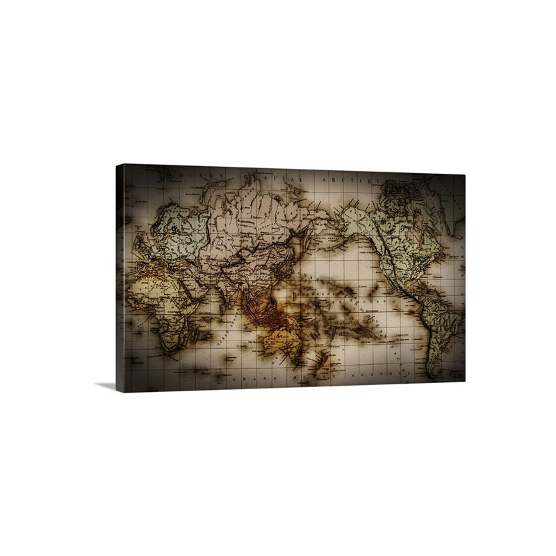 Close Up Of Antique World Map Wall Art - Canvas - Gallery Wrap