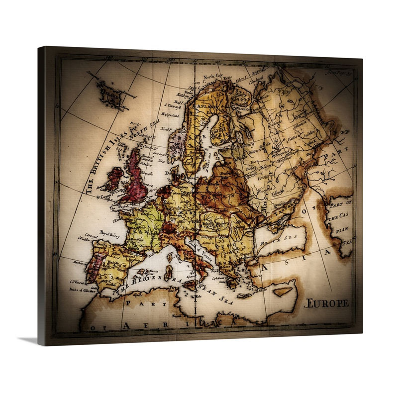 Close Up Of Antique World Map Wall Art - Canvas - Gallery Wrap