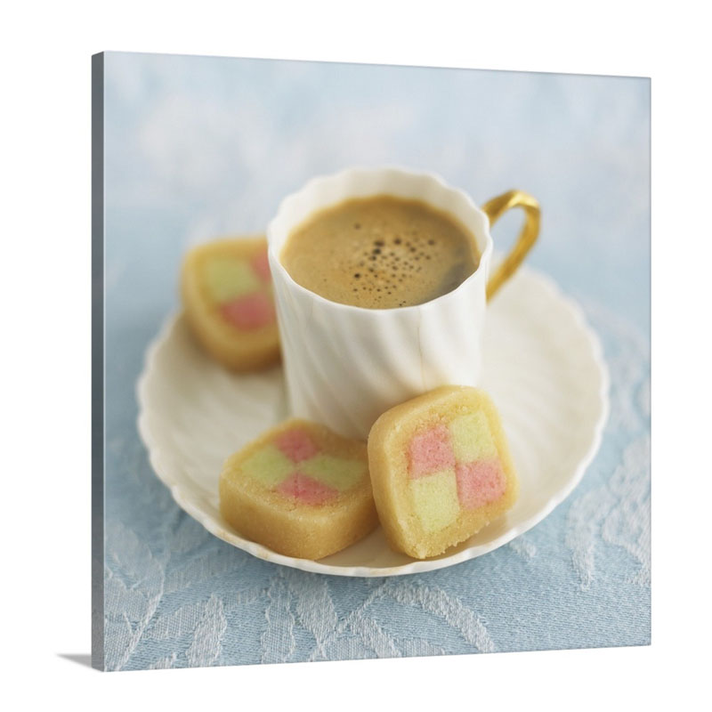 Coffee And Battenburg Cakes Wall Art - Canvas - Gallery Wrap