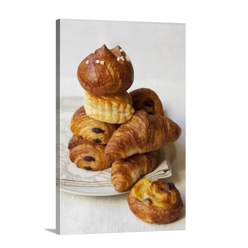 Croissants Puff Pastry Pinwheels Brioche And And Apple Turnover Wall Art - Canvas - Gallery Wrap