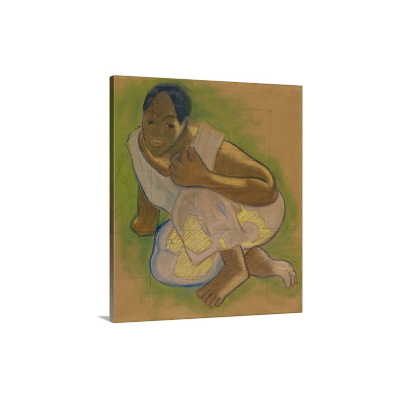 Crouching Tahitian Woman Study For Nafea Faaipoipo 1892 Wall Art - Canvas - Gallery Wrap
