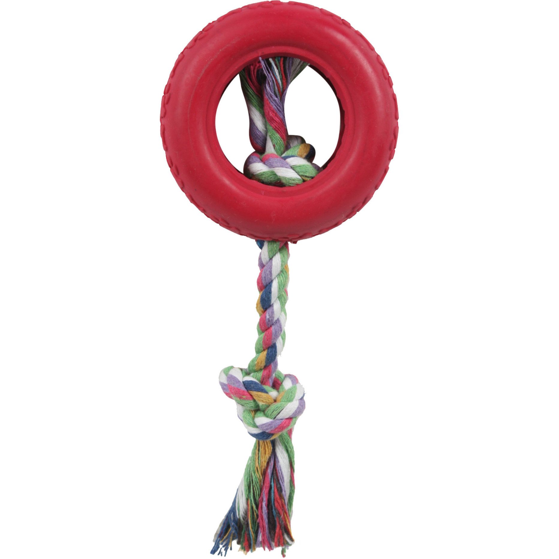 Rubberized Pet Chew Rope And Tire - Red