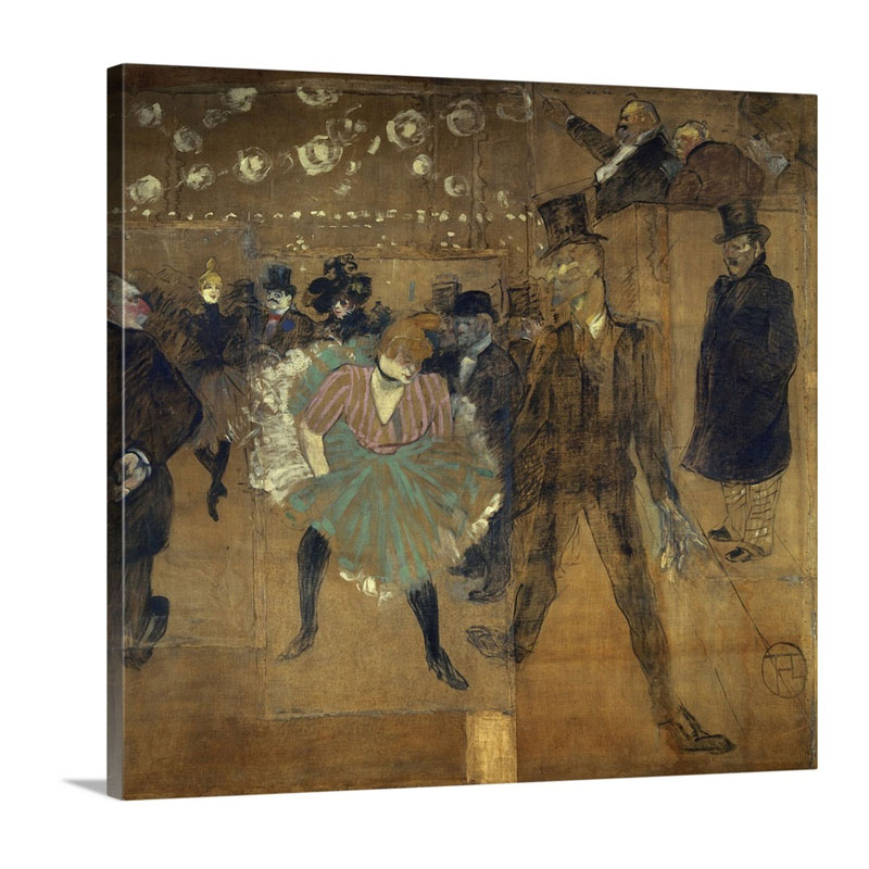 Dancing At The Moulin Rouge La Goulue And Valentin By Henri De Toulouse Lautrec 1895 Wall Art - Canvas - Gallery Wrap