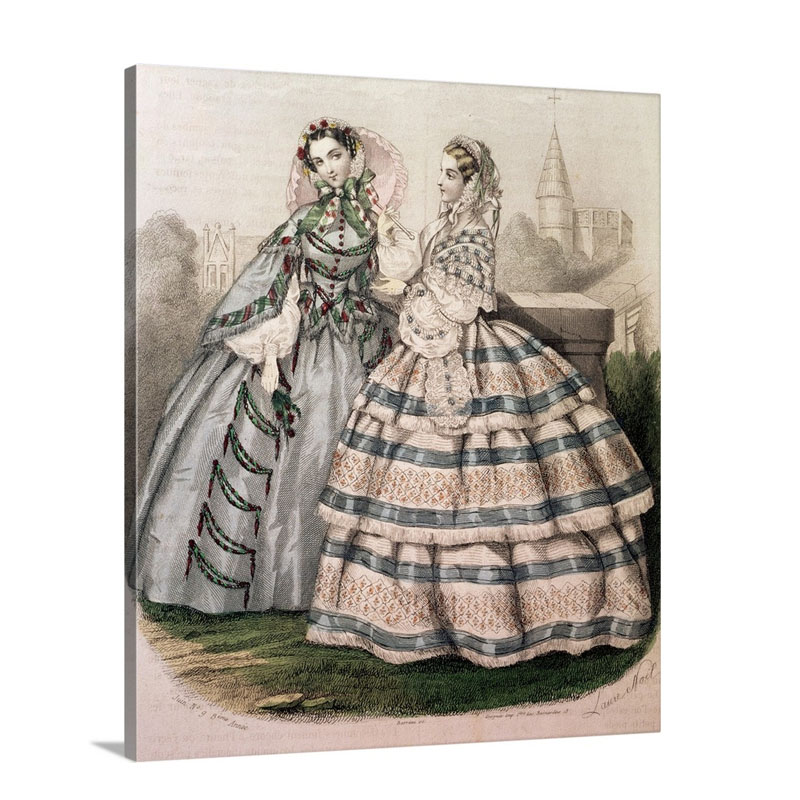 Day Dress For 1858 Engraved By Barreau Wall Art - Canvas - Gallery Wrap