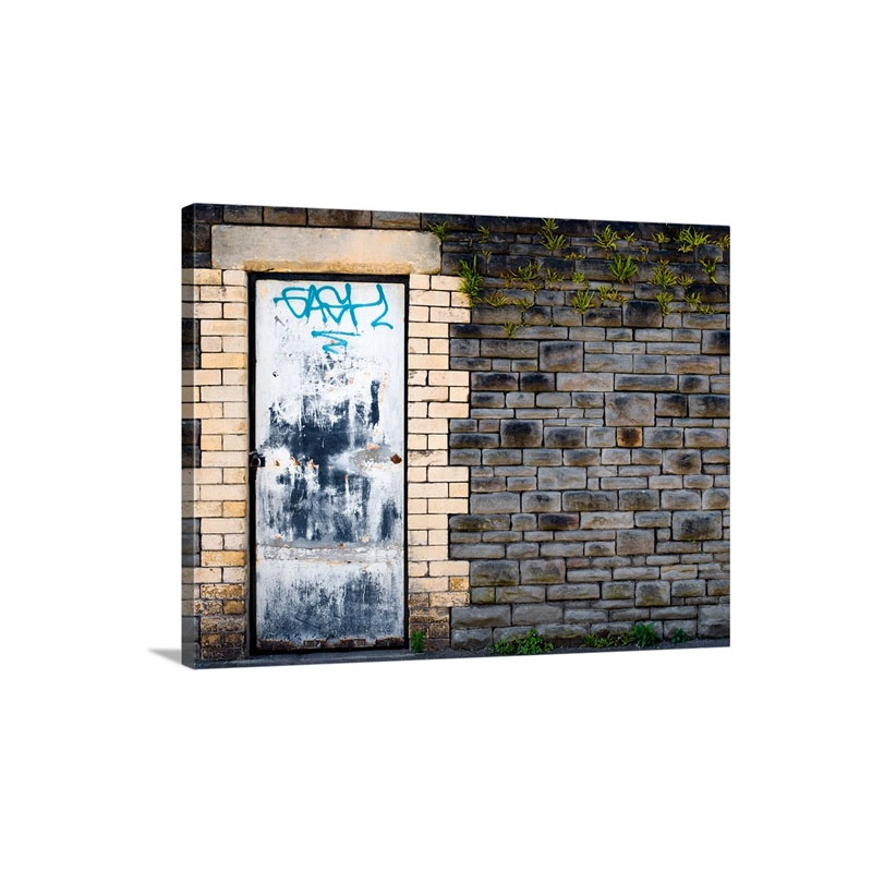 Derelict Door With Graffiti Wall Art - Canvas - Gallery Wrap