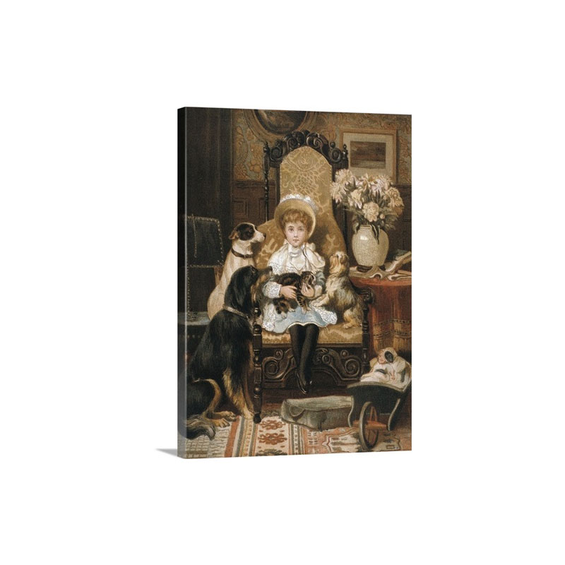 Doddy And Her Pets 1880S By Valentine Thomas Garland Wall Art - Canvas - Gallery Wrap