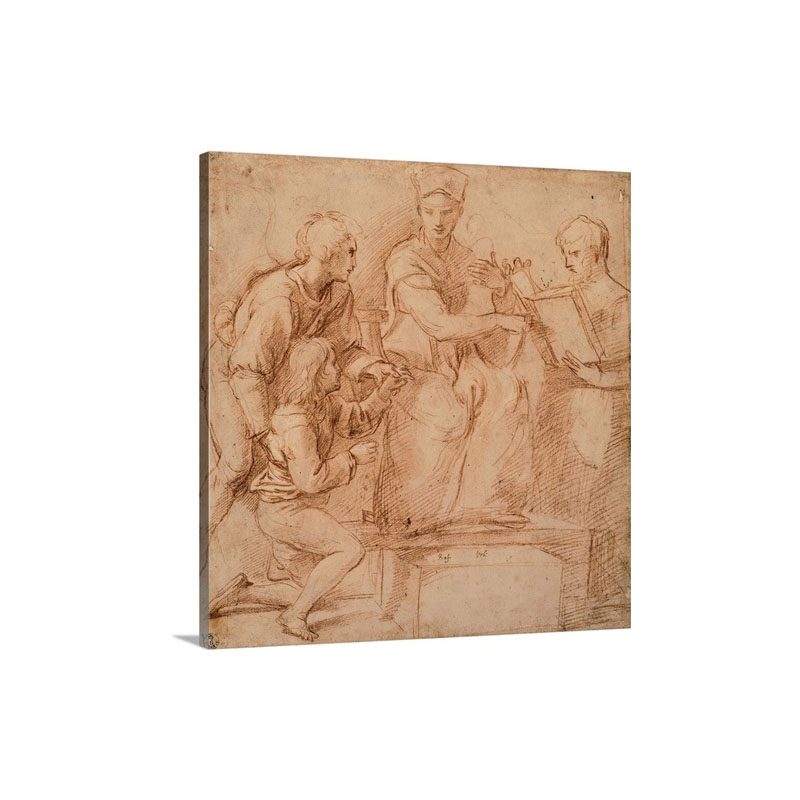 Drawing Four Figures For A Holy Conversation By Raphael C 1500 1520 Uffizi Gallery Wall Art - Canvas - Gallery Wrap