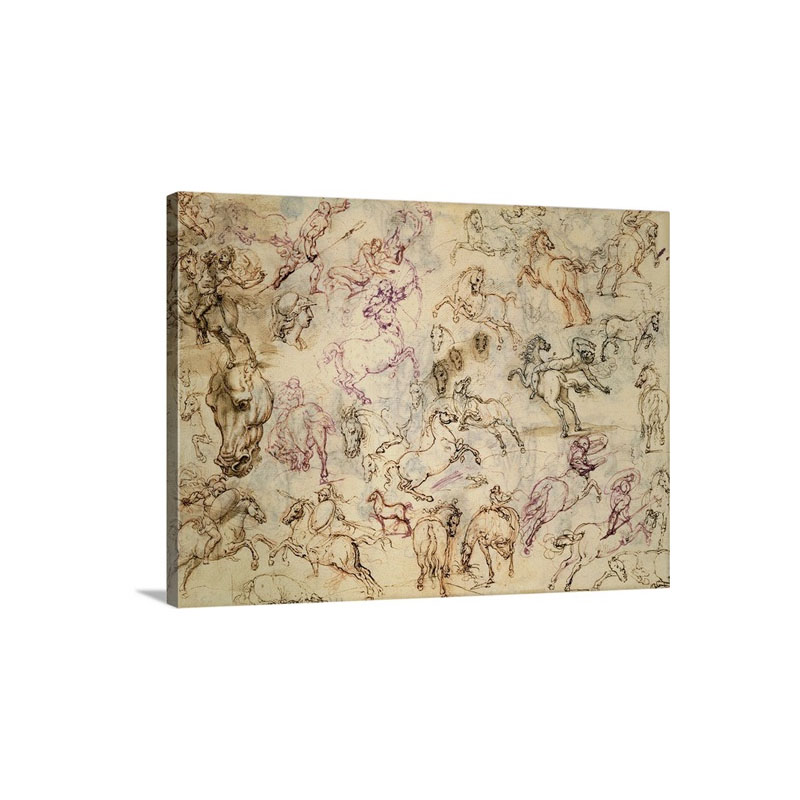 Drawing Studies Of Figures By Giovanni Ambrogio Figino 1586 Wall Art - Canvas - Gallery Wrap