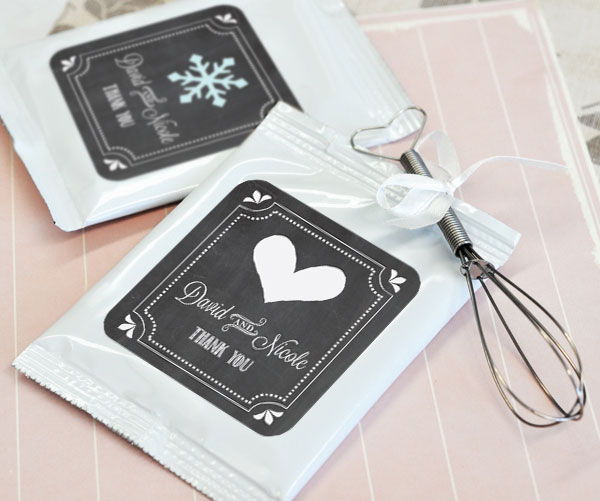 Chalkboard Wedding Personalized Hot Cocoa + Optional Heart Whisk - 24 Pieces