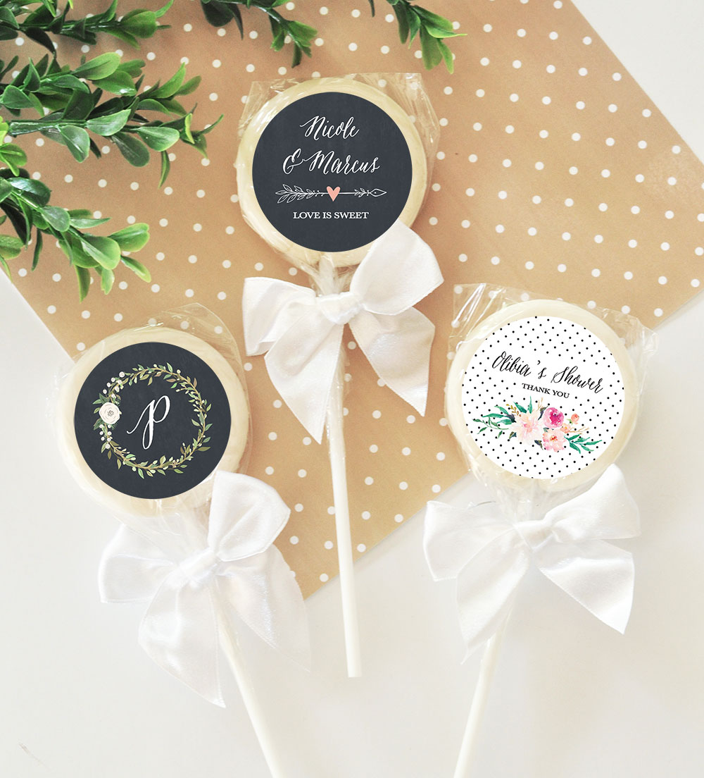 Personalized Floral Garden Lollipop Favors - 24 Pieces