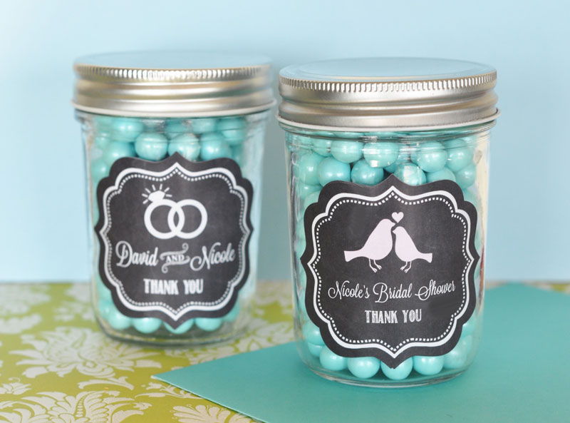 Chalkboard Wedding Personalized Mini Mason Jars - 24 Pieces