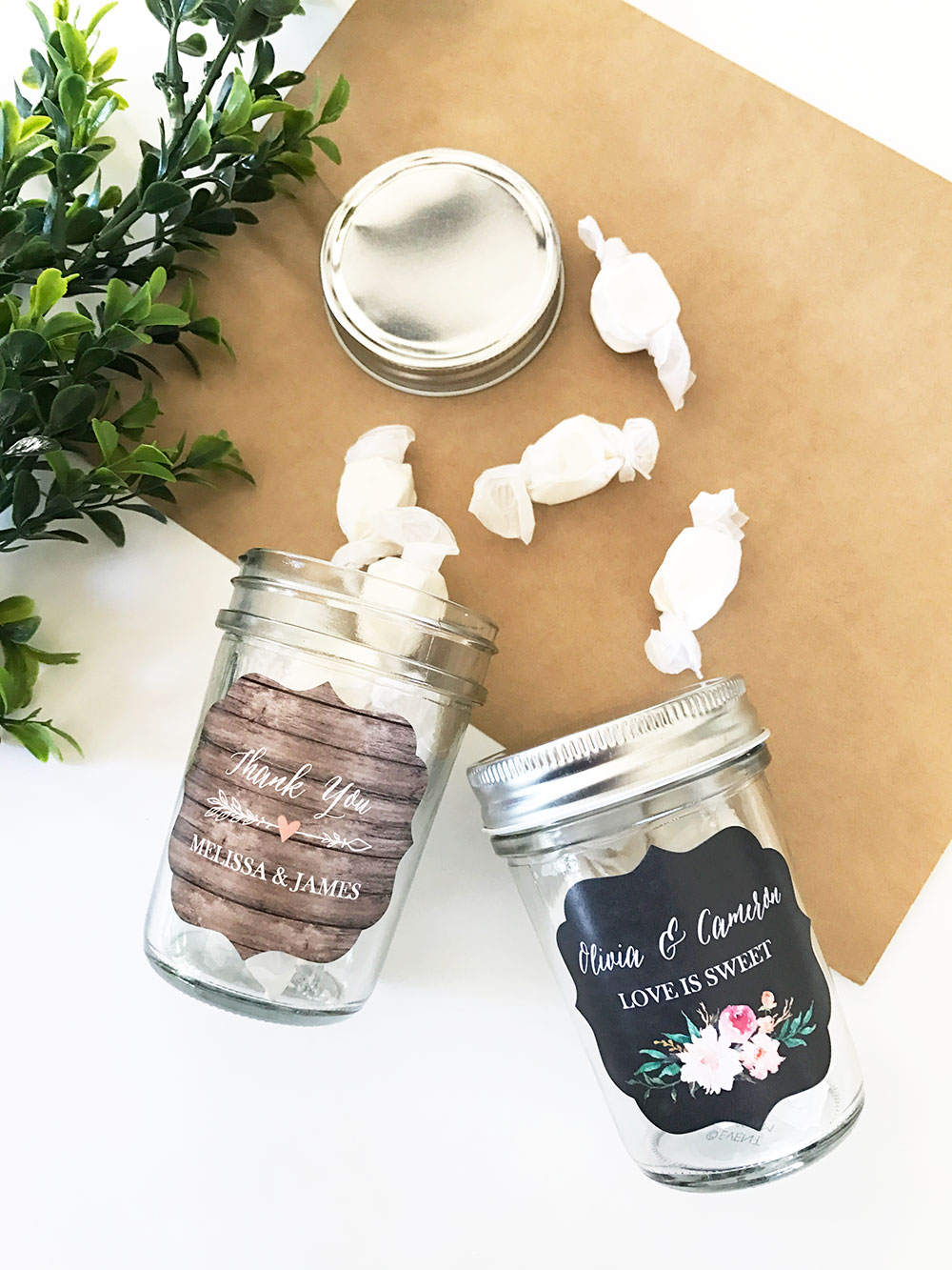 Personalized Floral Garden Mini Mason Jars - 24 Pieces