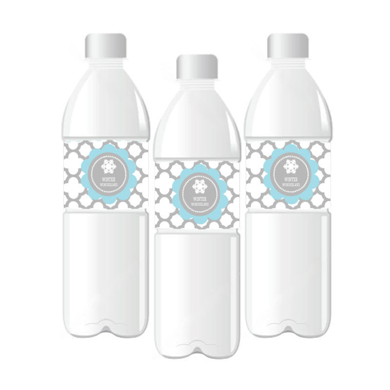 Personalized Winter Wonderland Party Water Bottle Labels - 24 Pieces
