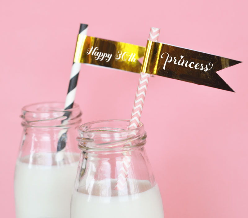 Personalized Metallic Foil Flag Labels - Birthday - 20 Pieces