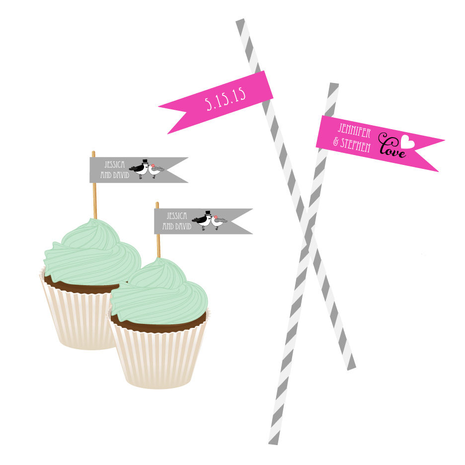 Personalized Theme Flag Labels - 20 Pieces