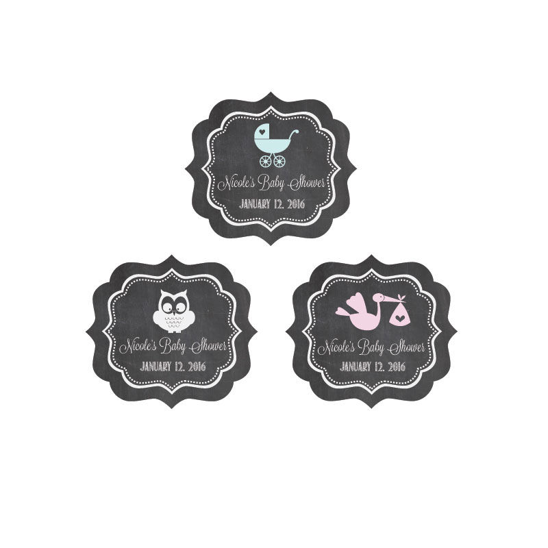 Chalkboard Baby Shower Personalized Frame Labels - 24 Pieces