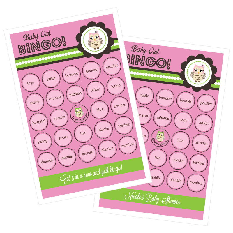 Pink Owl Bingo - Set of 16