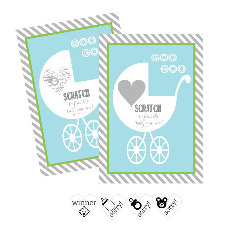Blue Baby Carriage Scratch Off Game Cards - Set of 12