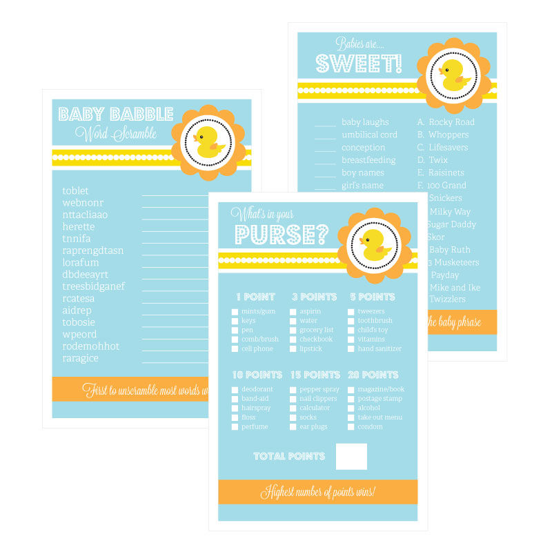 Baby Shower Games - Set of 10  - Rubber Ducky