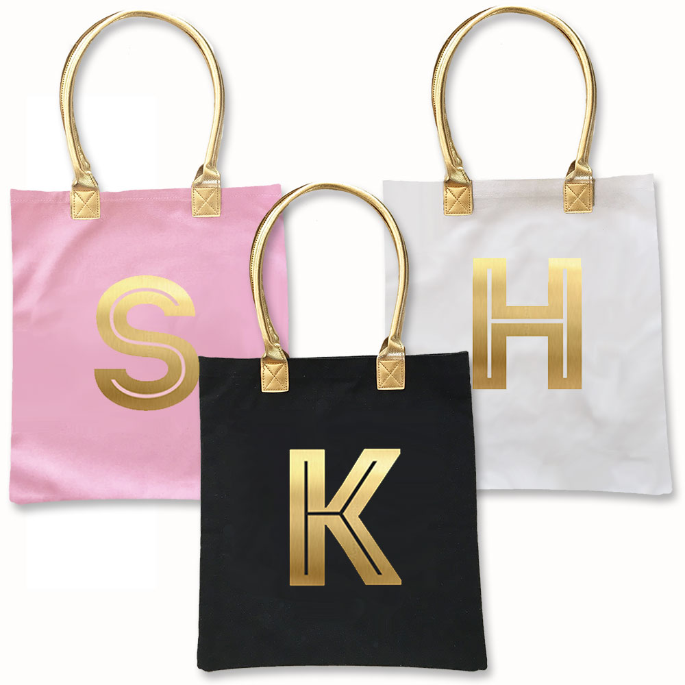 Gold Monogram Tote Bag