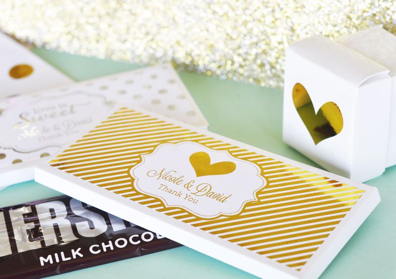 Personalized Metallic Foil Candy Wrapper Covers - Wedding - 24 Pieces
