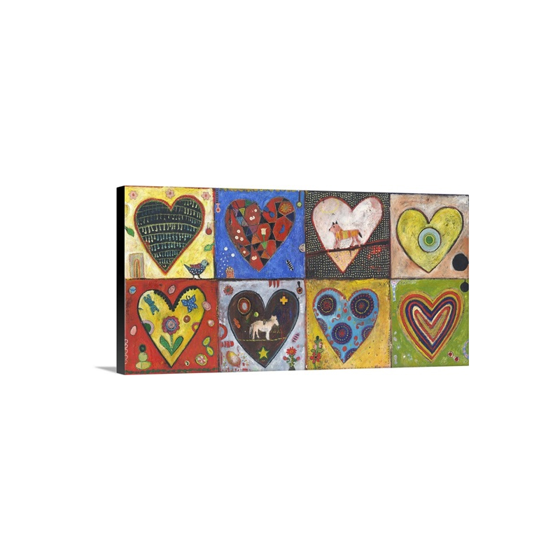 Eight Flat Hearts Wall Art - Canvas - Gallery Wrap