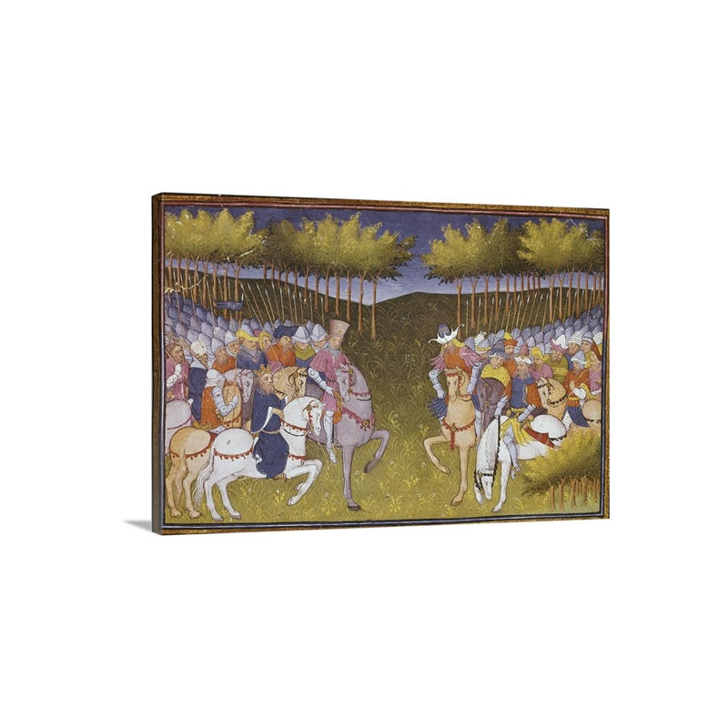 Encounter Of Two Armies 14th C Painting Wall Art - Canvas - Gallery Wrap