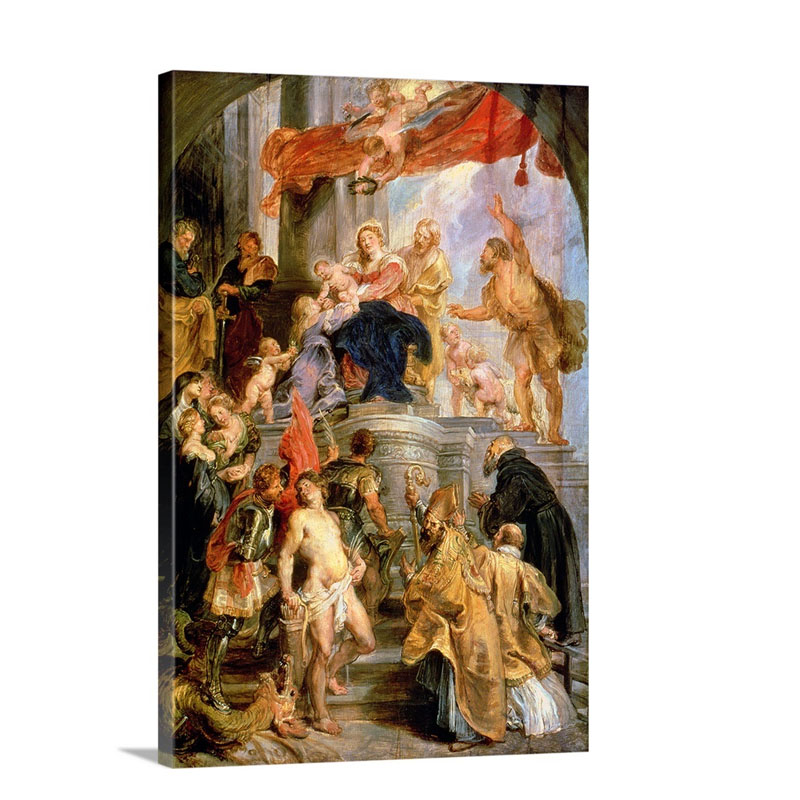 Enthroned Madonna With Chil Encircled By Saints C 1627 28 Wall Art - Canvas - Gallery Wrap