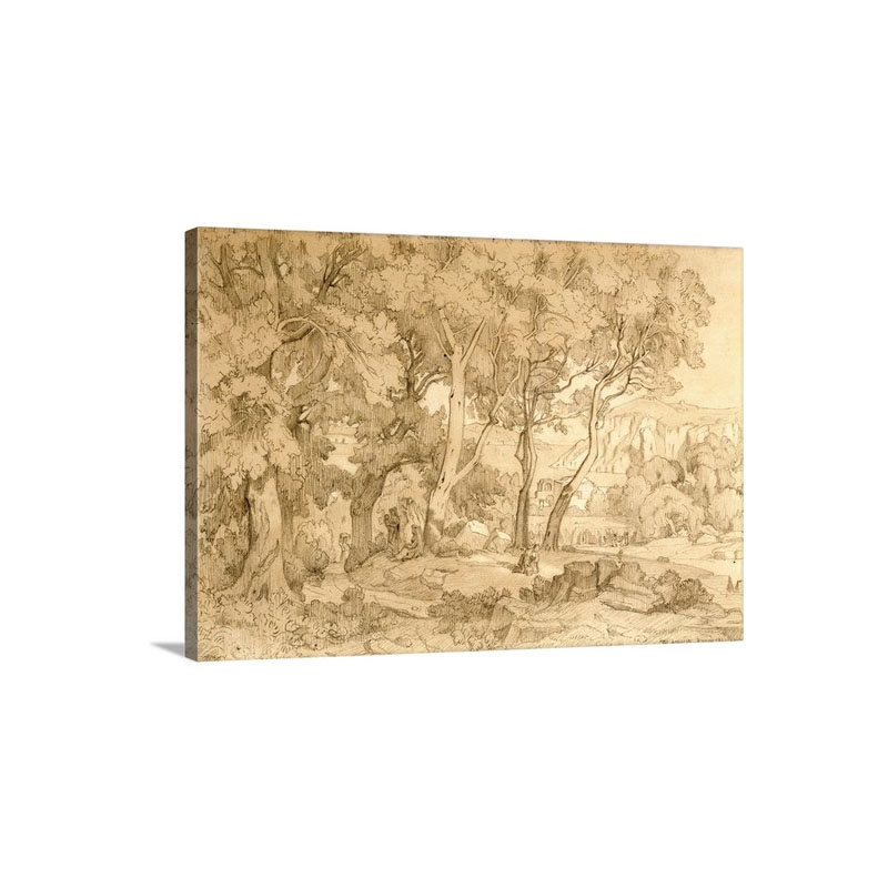 Figures In A Wooded Glade 1844 Wall Art - Canvas - Gallery Wrap
