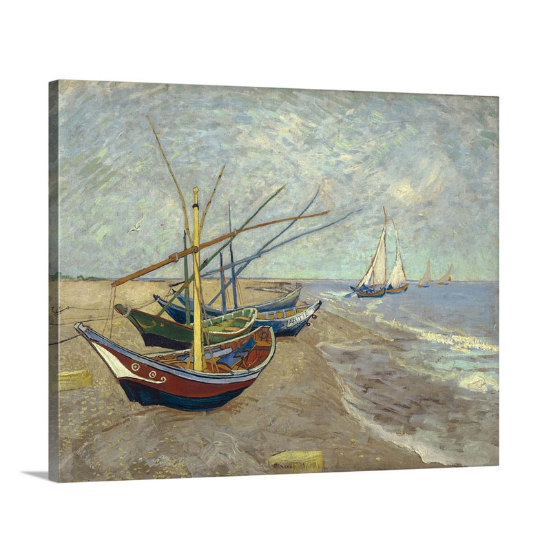 Fishing Boats On The Beach At Les Saintes Maries De La Mer By Vincent Van Gogh Wall Art - Canvas - Gallery Wrap