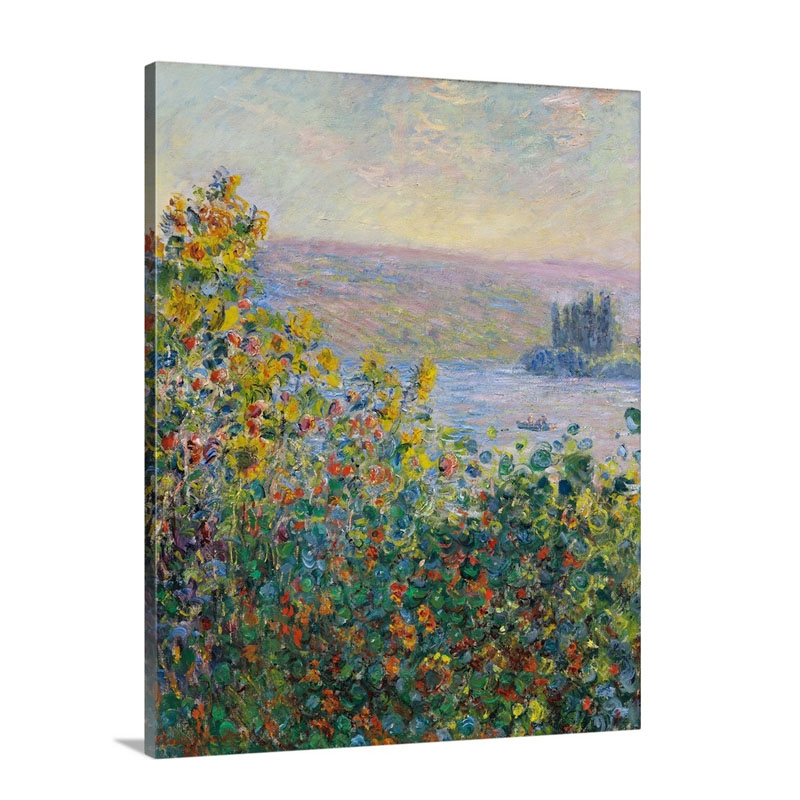 Flower Beds At Vetheuil By Claude Monet Wall Art - Canvas - Gallery Wrap