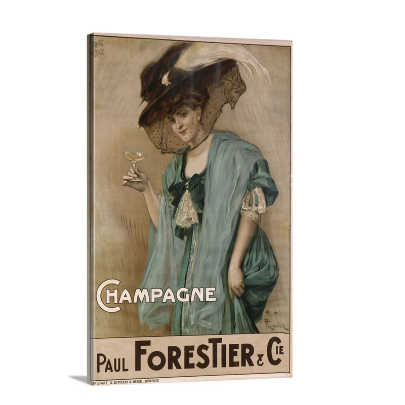 French Poster Advertising Champagne Wall Art - Canvas - Gallery Wrap