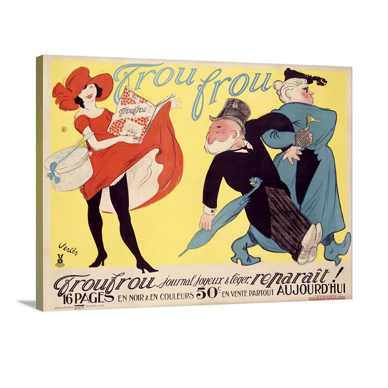 Frou Frou Journal Joyeux Vintage Poster By Marcel Vertes Wall Art - Canvas - Gallery Wrap