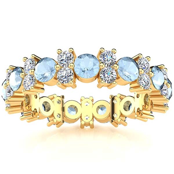 Garland Aquamarine And Diamond Ring - Yellow Gold
