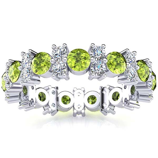 Garland Peridot And Diamond Ring - White Gold