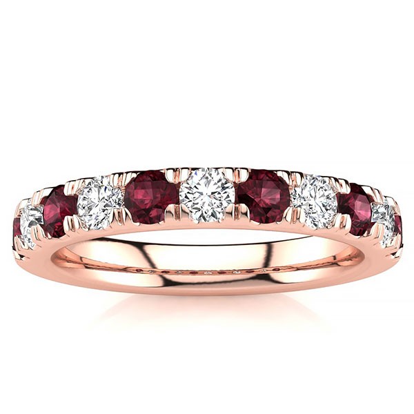 3.2MM Garnet Diamond Ring - Rose Gold