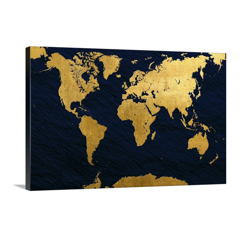 Gold Foil World Map Wall Art - Canvas - Gallery Wrap
