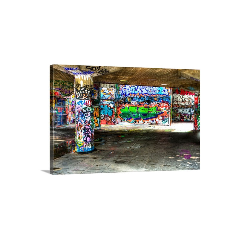 Graffiti In An Underground Building Wall Art - Canvas - Gallery Wrap