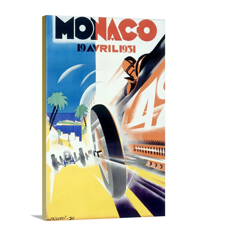 Grand Prix Monaco 1931 Vintage Poster By Robert Falcucci Wall Art - Canvas - Gallery Wrap
